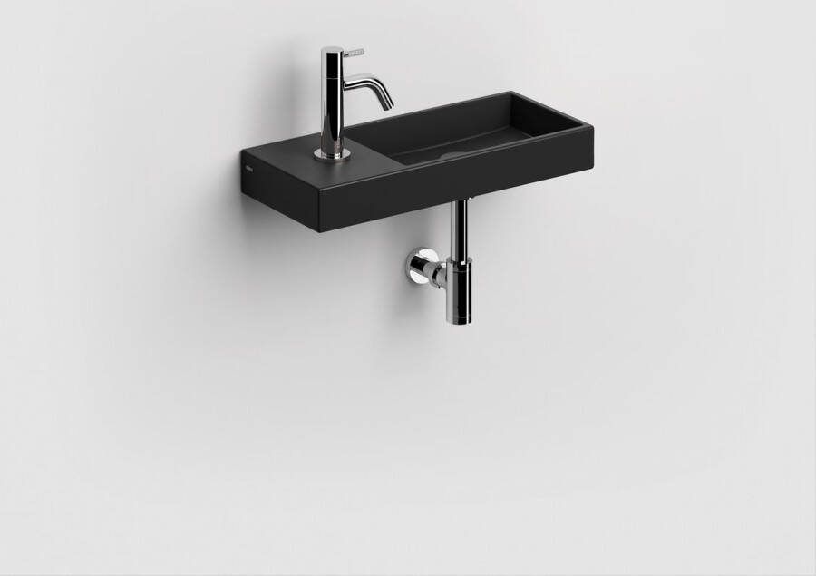 Clou Fontein Mini Wash Me Rechthoek 45x19x6cm Keramiek Mat Zwart 1 Kraangat Links