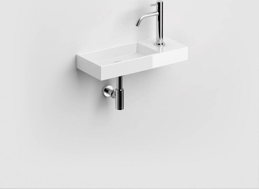 Clou Mini Wash Me fontein 45x19cm kraangat rechts Keramiek Wit