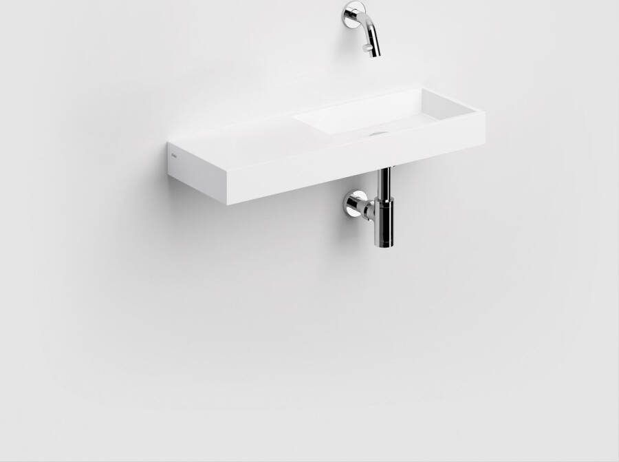 Clou Fontein Mini Wash Me Rechthoek 56x19x6cm Aluite Wit 1 Voorbewerkte Kraangat Links