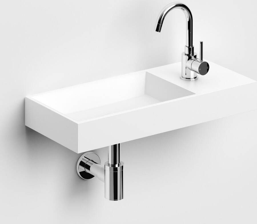 Clou Mini Wash Me Plus fontein met voorbewerkt kraangat links rechts B56xH7.5xD24cm