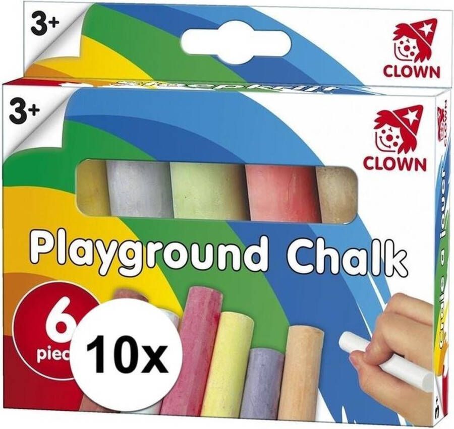 Shoppartners 10x pakjes Clown stoepkrijt 6 stuks