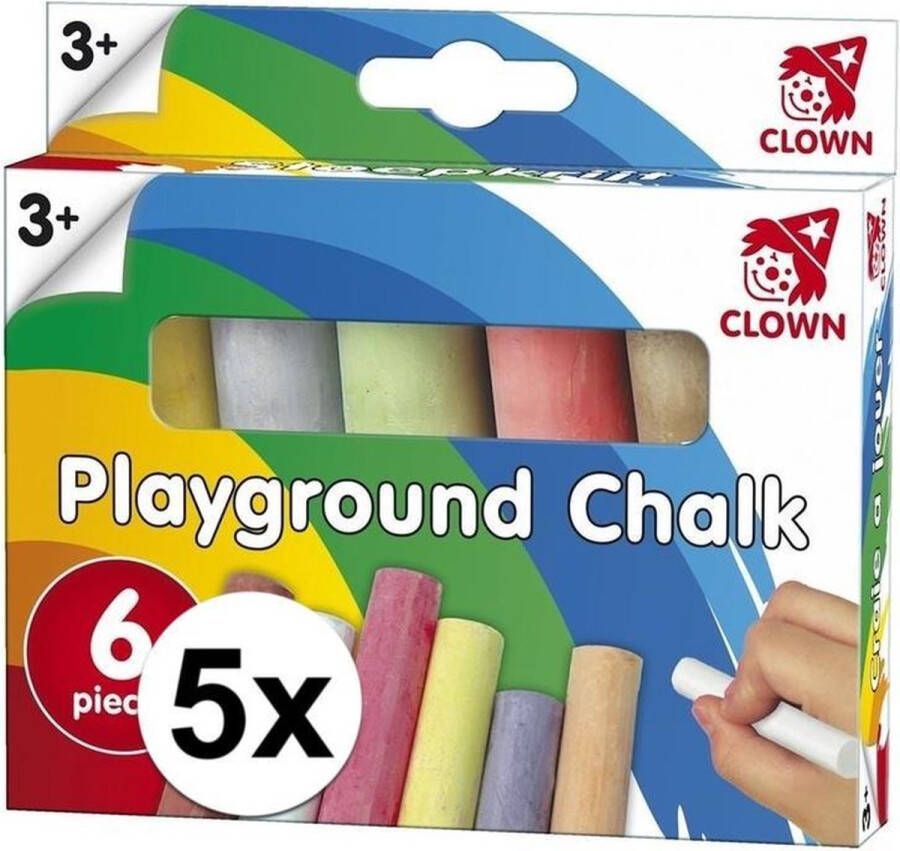 Shoppartners 5x pakjes Clown stoepkrijt 6 stuks