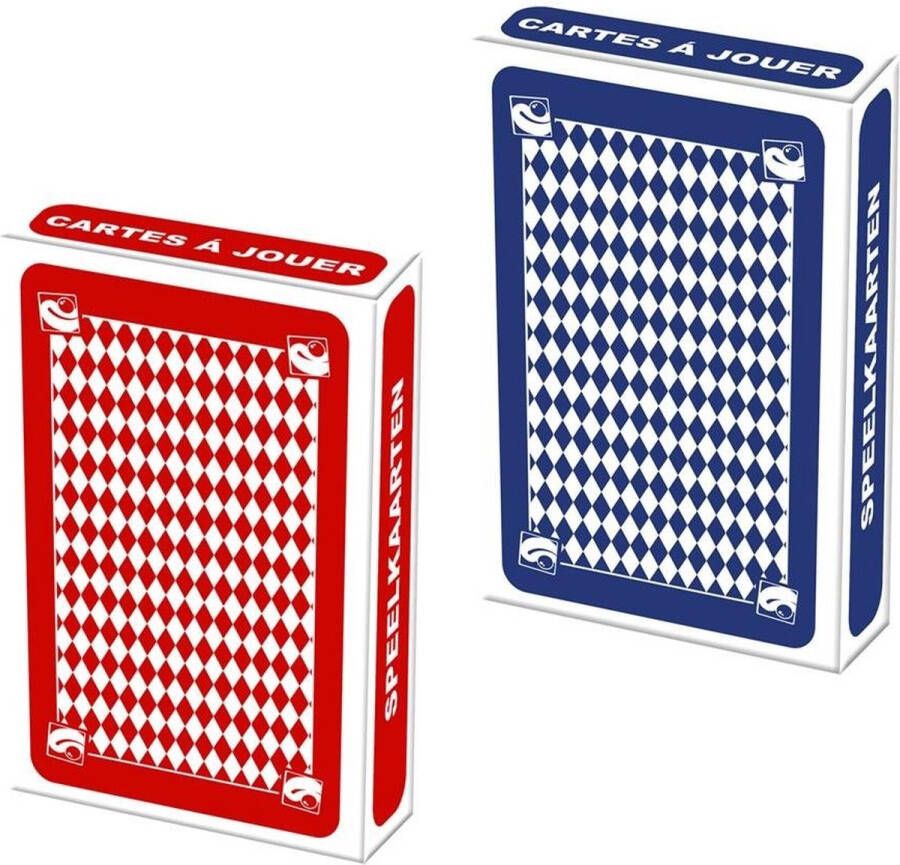 Clown Games Set van 4x speelkaarten rood en blauw kartonnen kaarten Kaartspel