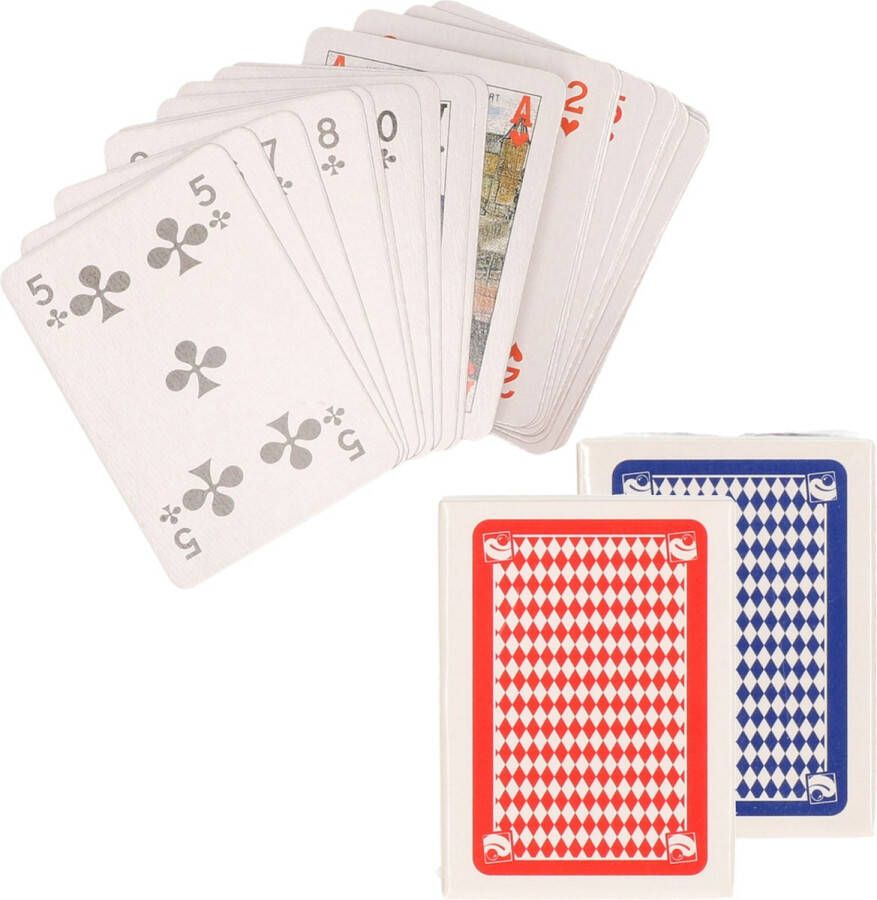 Clown Games Set van 4x mini speelkaarten rood en blauw Kaartspellen Reisspelletjes