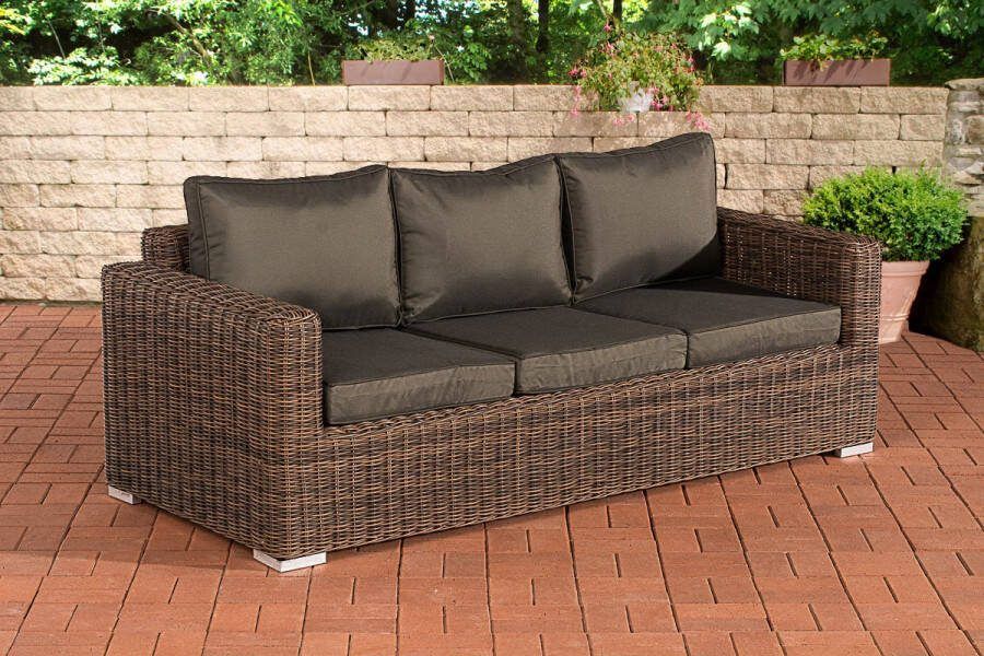 Clp 3-Tuinbank Bilbao Madeira Loungebank 5mm Polyrotan bruin gemeleerd antraciet
