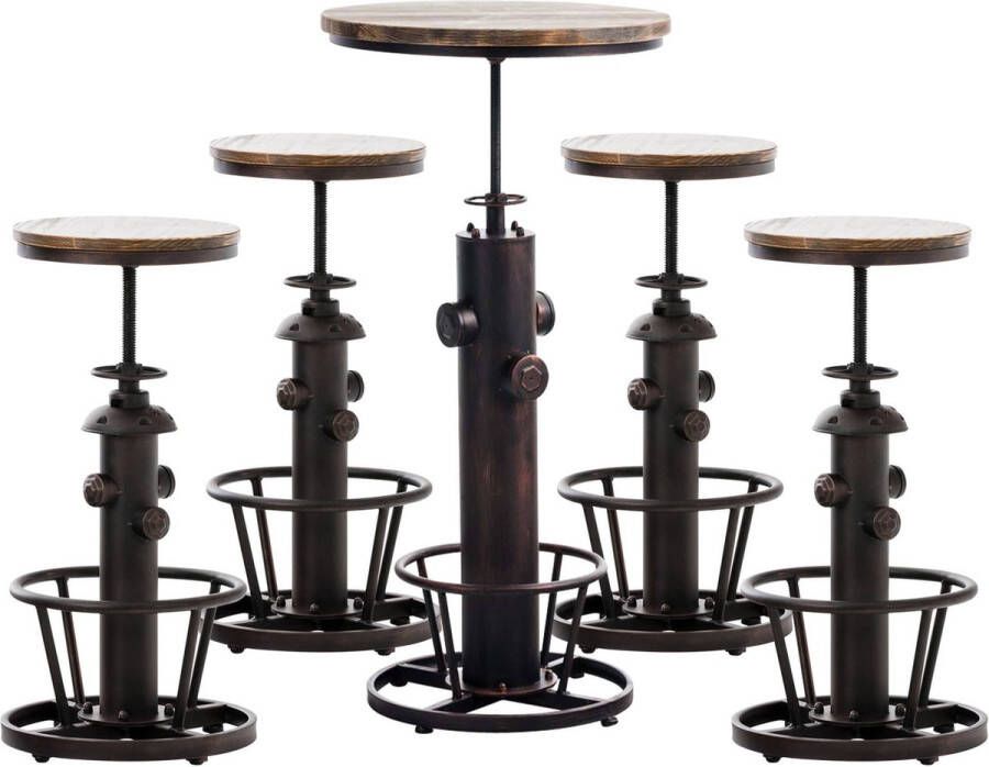 Clp Alton 4 delige bar tafel set Bartafel met barstoelen Binnen Hoog Hout bronzen