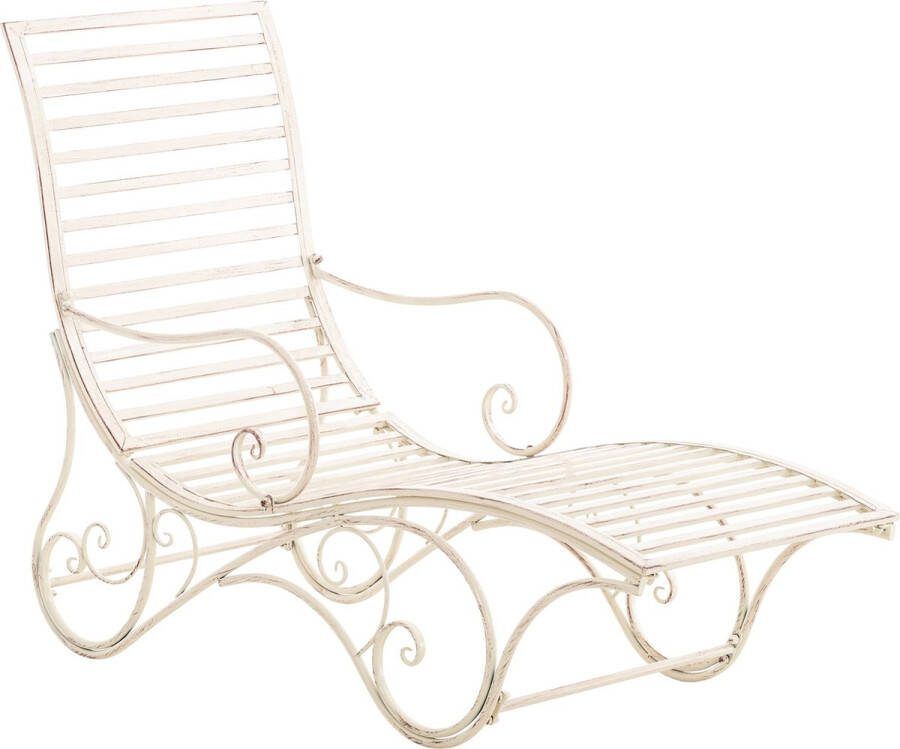 Clp Amiens Tuinstoel ligstoel tuin buiten hoge rug metalen frame antiek creme