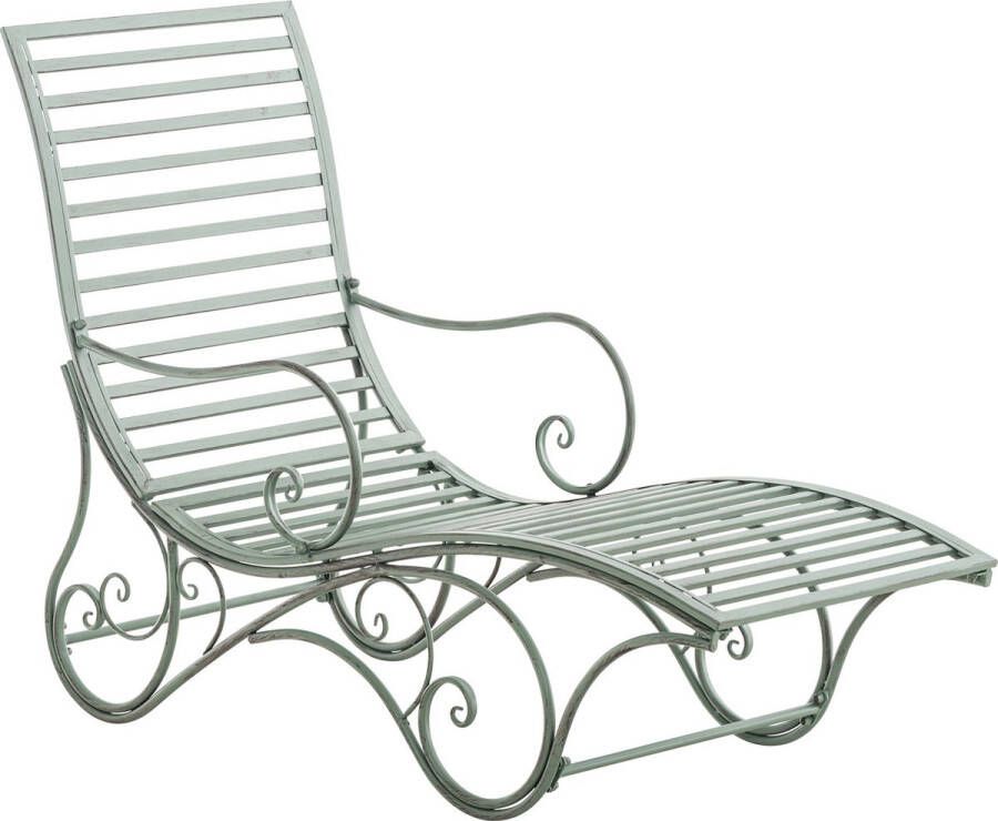 Clp Amiens Tuinstoel ligstoel tuin buiten hoge rug metalen frame antiek groen