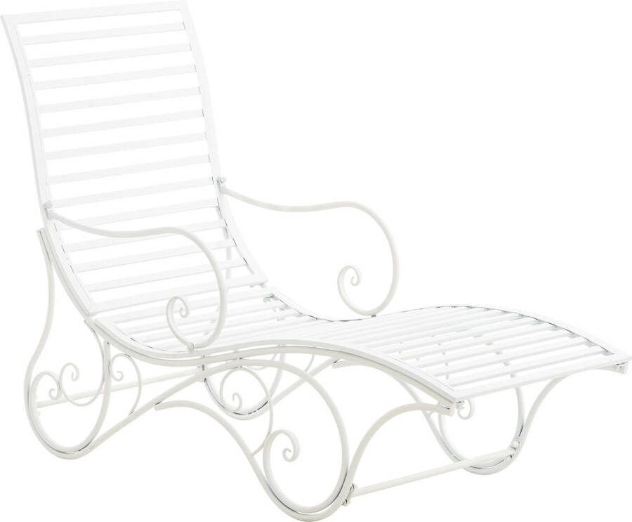 Clp Amiens Tuinstoel ligstoel tuin buiten hoge rug metalen frame wit