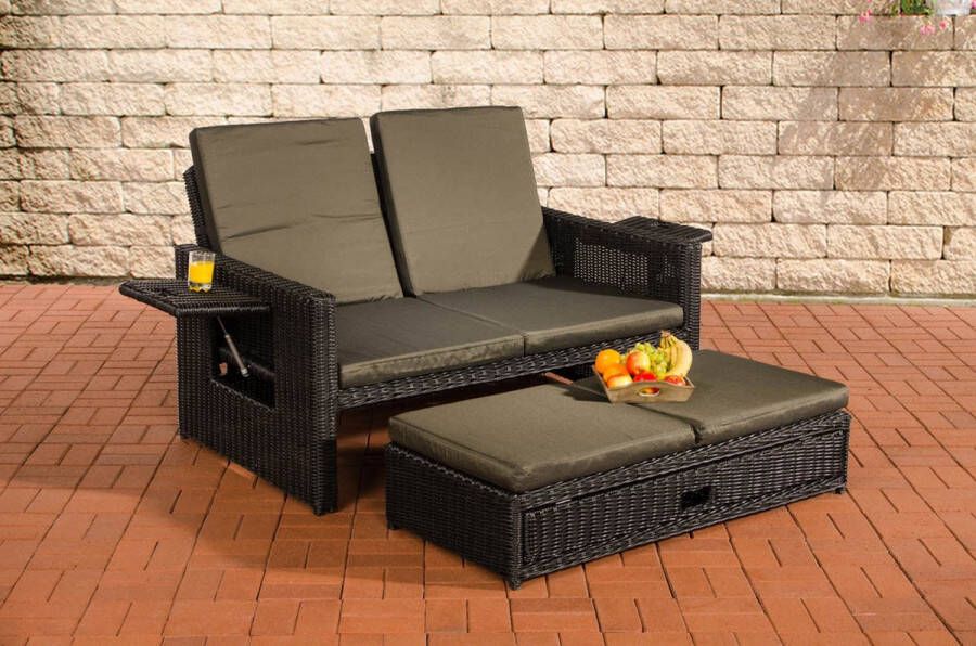 Clp Ancona Loungebank 5mm Poly-rotan kleur zwart kleur hoes : antraciet