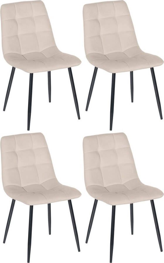 Clp Antibes Set van 4 eetkamerstoelen Zonder armleuning Velvet creme