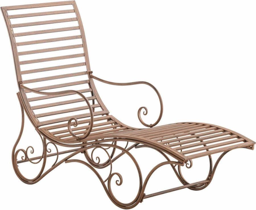 Clp Amiens Tuinstoel ligstoel tuin buiten hoge rug metalen frame antiek bruin