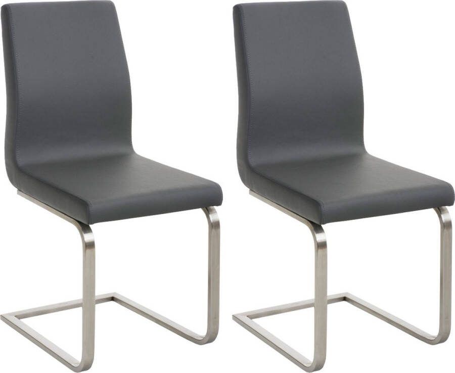 Clp Belfort Set van 2 eetkamerstoelen Kunstleer grijs