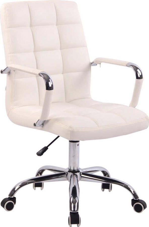 Clp Bureaustoel Bureaustoel voor volwassenen Design In hoogte verstelbaar Kunstleer Wit 56x62x104 cm