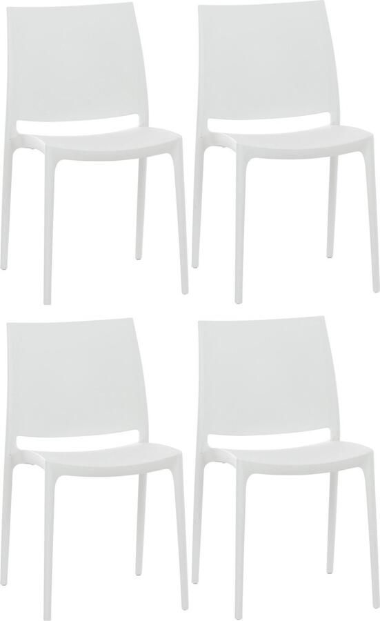 Clp Maya Set van 4 stoelen Weerbestendige stapelstoelen een draagvermogen tot 130 kg wit