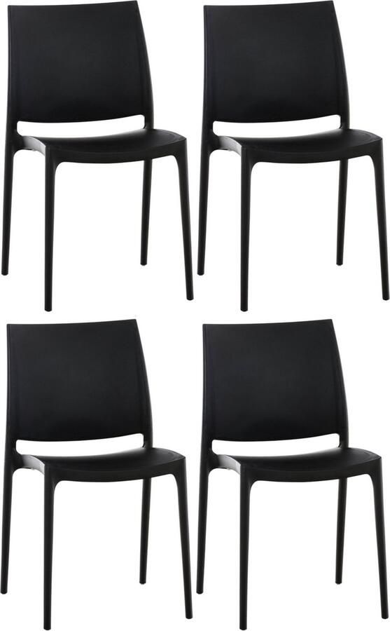 Clp Maya Set van 4 stoelen Weerbestendige stapelstoelen een draagvermogen tot 130 kg zwart