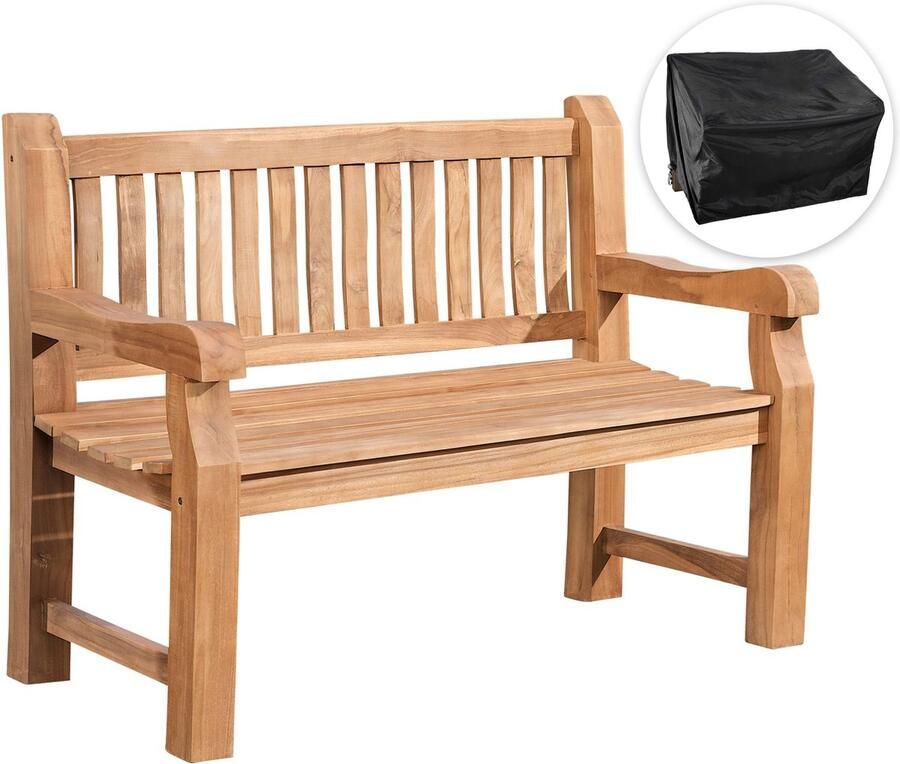 Clp Tuinbank 120 cm Met hoes Teak bank Met bijpassende beschermhoes Houten bank In verschillende variaties Inclusief hoes Jackson