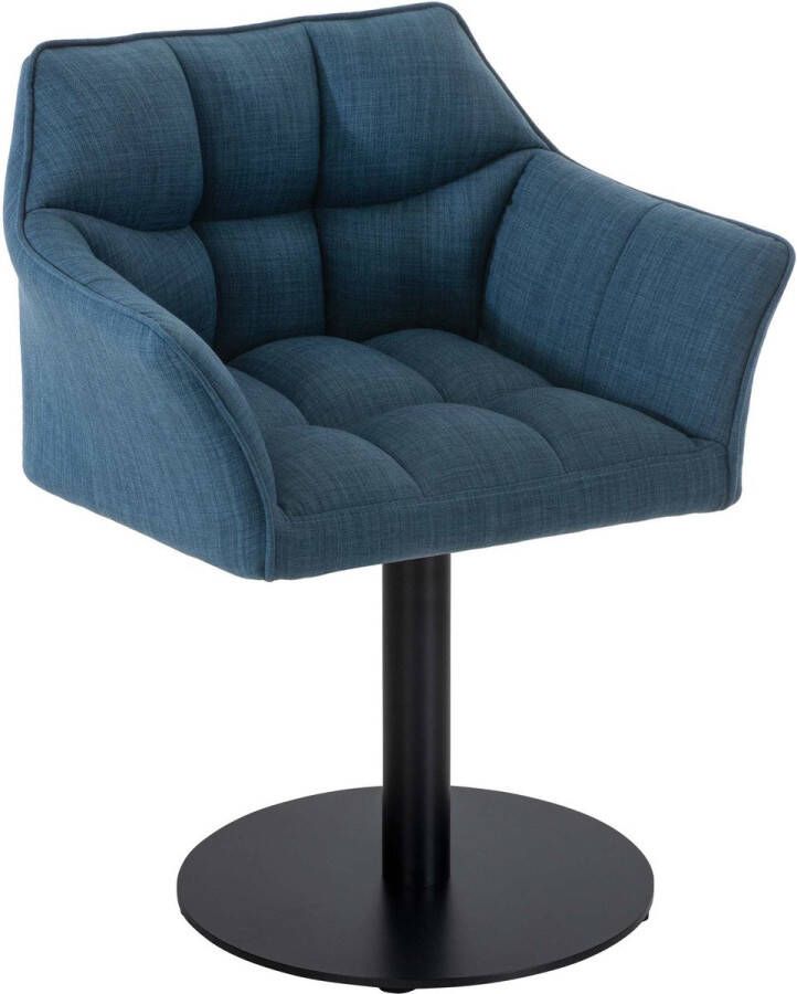 Clp Damaso Loungestoel Binnen Met armleuning Eetkamerstoel Metaal frame blauw Stof
