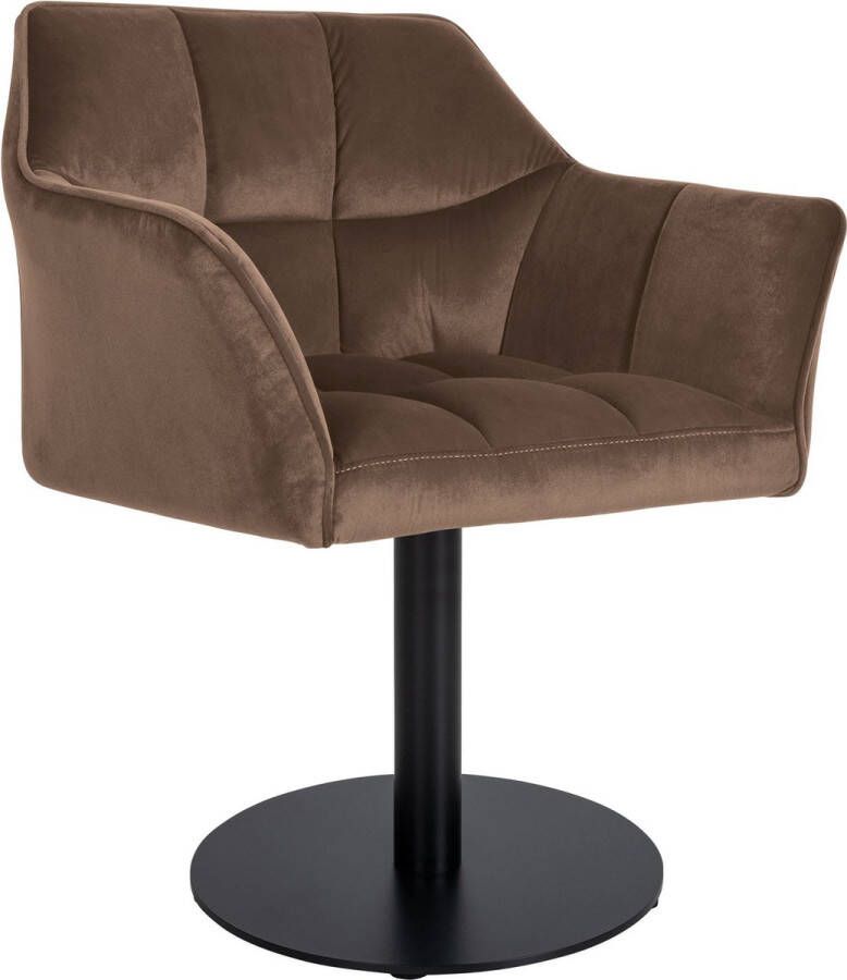 Clp Damaso Loungestoel Binnen Met armleuning Eetkamerstoel Metaal frame bruin Fluweel