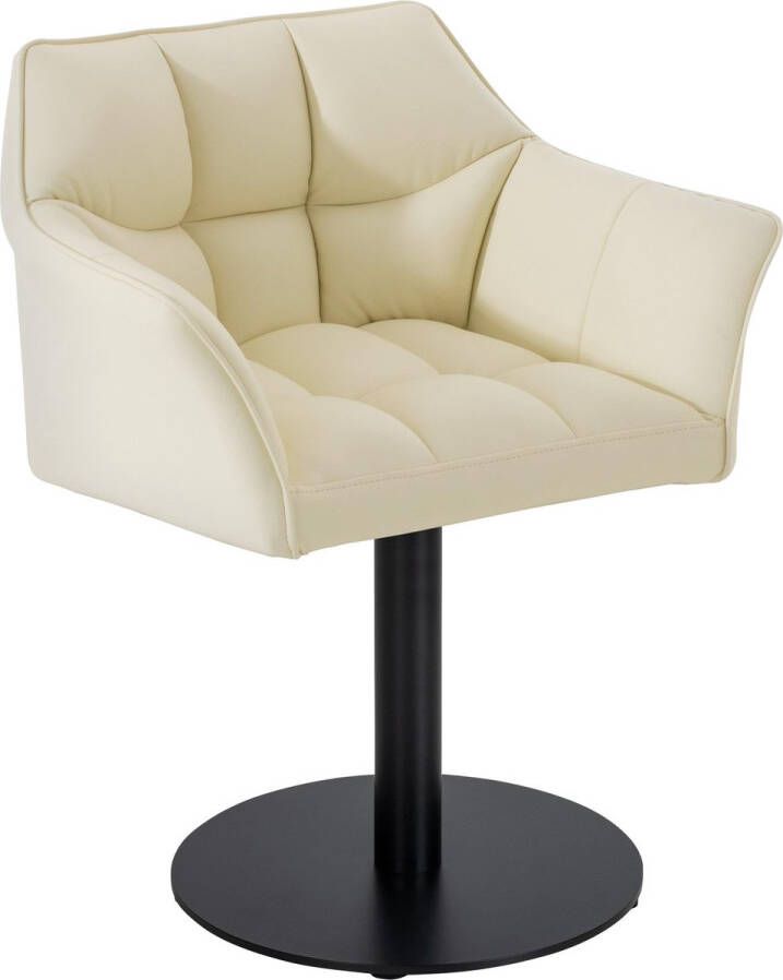 Clp Damaso Loungestoel Binnen Met armleuning Eetkamerstoel Metaal frame creme Kunstleer