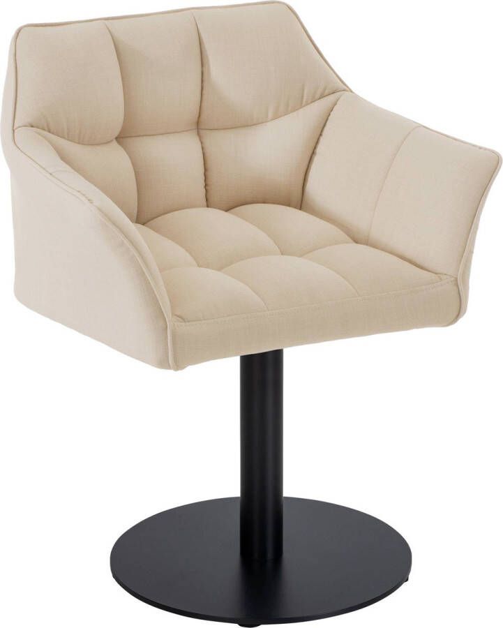 Clp Damaso Loungestoel Binnen Met armleuning Eetkamerstoel Metaal frame creme Stof