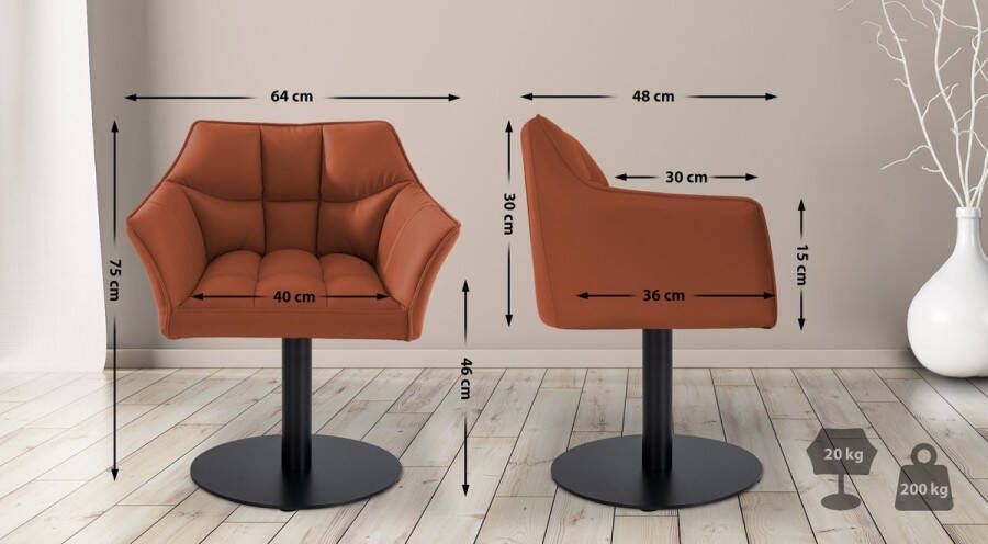 Clp Damaso Loungestoel Binnen Met armleuning Eetkamerstoel Metaal frame licht bruin Kunstleer
