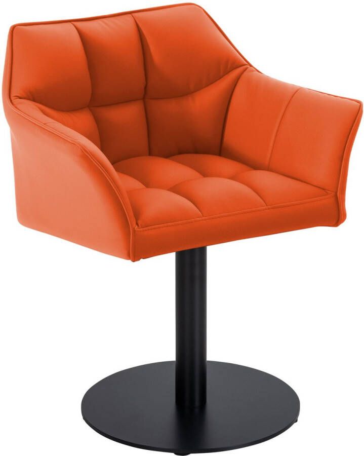 Clp Damaso Loungestoel Binnen Met armleuning Eetkamerstoel Metaal frame oranje Kunstleer