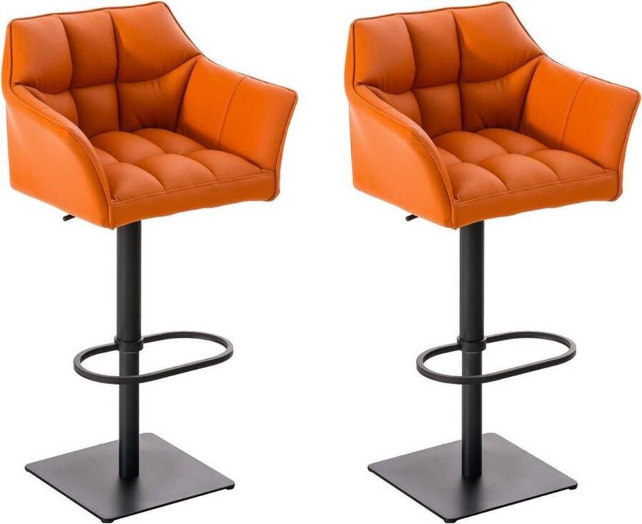 Clp Damaso Set van 2 barkrukken Kunstleer Oranje Kleur onderstel : Zwart