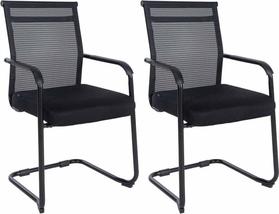 Clp Denny Set van 2 eetkamerstoelen Bezoekerstoel Met metalen frame Met Armleuning Stof zwart