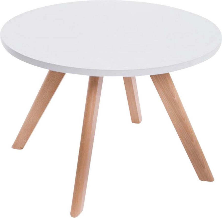 Clp Design bijzettafel EIRIK ronde houten tafel Ø 60 cm hoogte 40 cm tafelblad wit onderstel natura