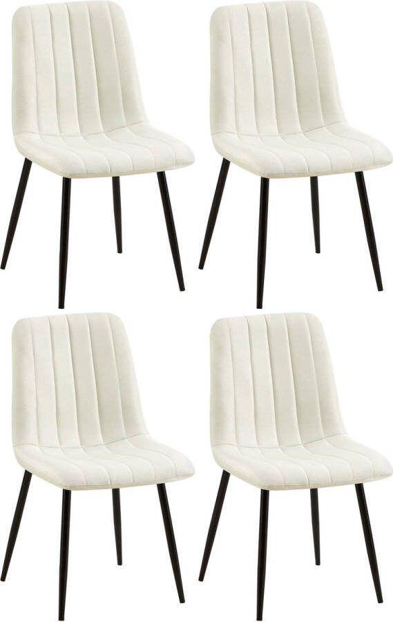 Clp Dijon Set van 4 Eetkamerstoelen creme Stof