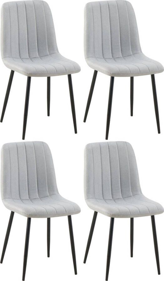 Clp Dijon Set van 4 Eetkamerstoelen grijs Stof