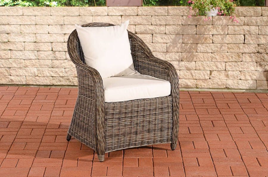 Clp Farsund Tuinstoel kleur 5 mm rotan: grijs gemêleerd hoes creme