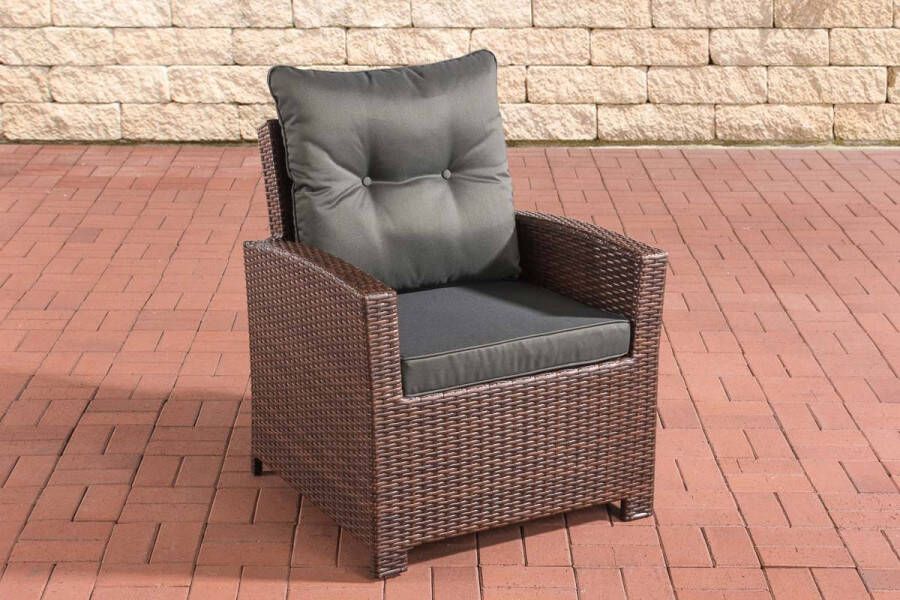 Clp Fisolo Tuinstoel 1 25 mm Poly-rotan kleur rotan : bruin gemeleerd overtrek antraciet