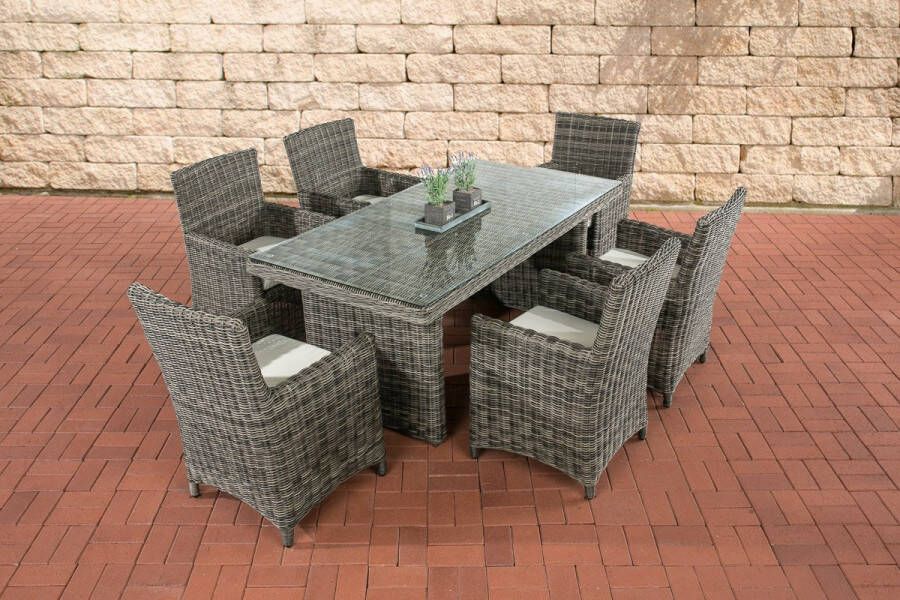 Clp Fontana Tuinset Poly-rotan grijs gevlekt gebroken wit