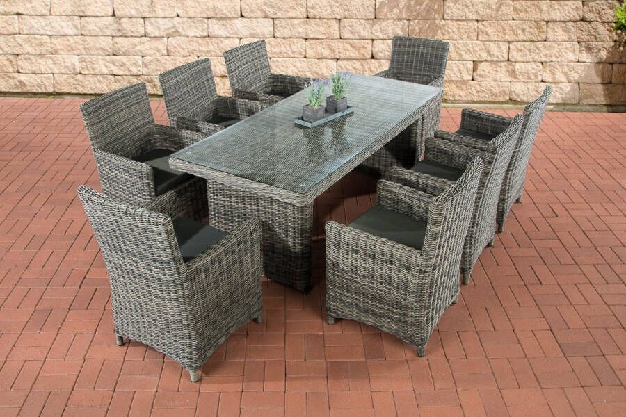 Clp Fontana XL Tuinset 5 mm ROND poly rotan grijs gevlekt antraciet