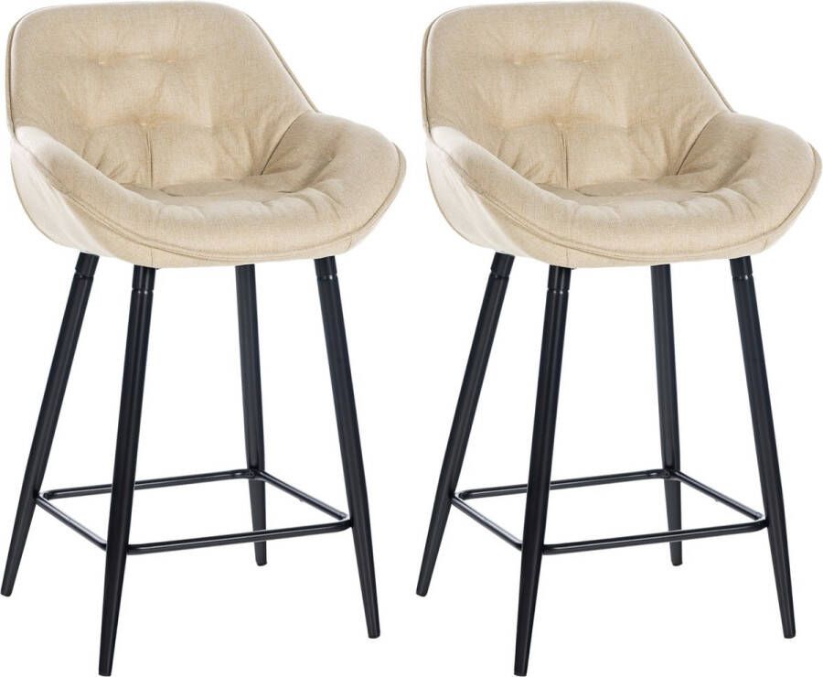 Clp Gibson Set van 2 barkrukken met rugleuning met armleuning creme Stof