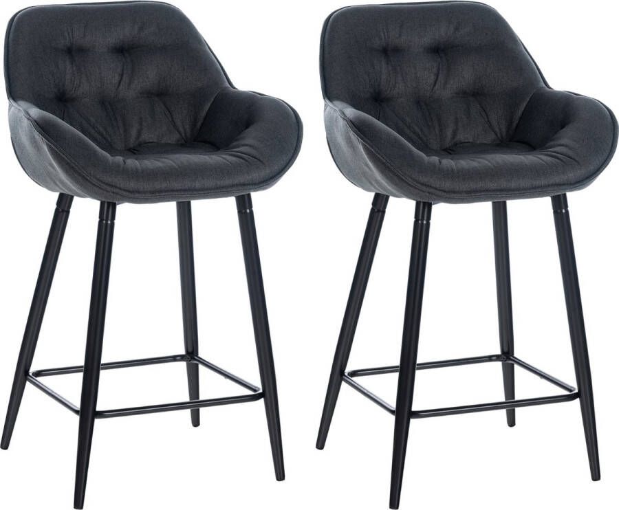 Clp Gibson Set van 2 barkrukken met rugleuning met armleuning donkergrijs Stof