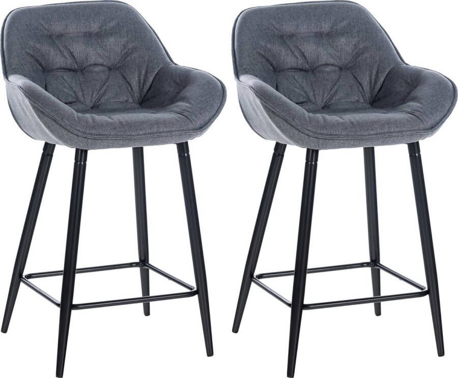 Clp Gibson Set van 2 barkrukken met rugleuning met armleuning grijs Stof