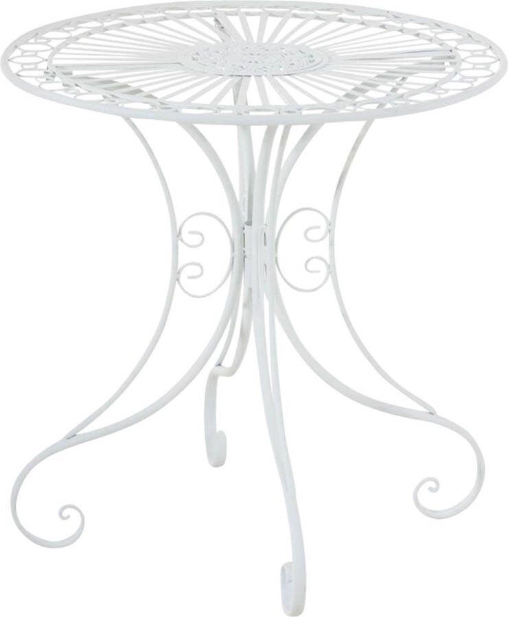 Clp Hari ronde tuintafel rond bijzettafeltje Bistrotafel met sierlijke decoraties in Art Nouveau stijl Metaal wit