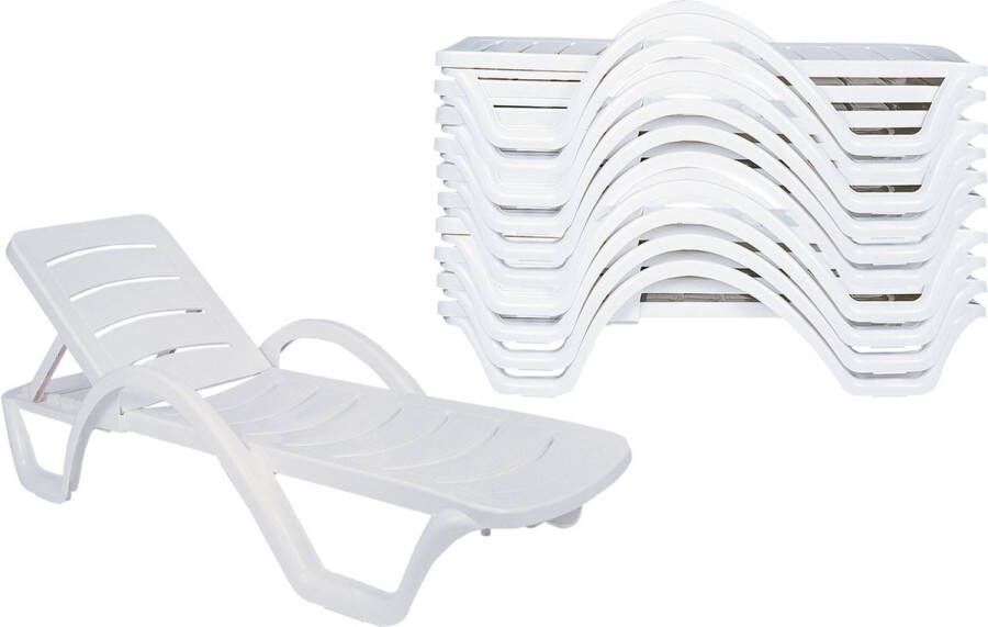 Clp Havana Set van 10 ligstoelen wit
