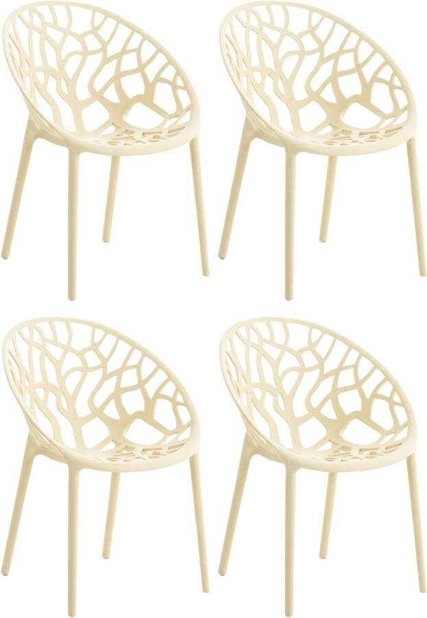 Clp Hope Set van 4 Tuinstoelen Stapelbaar Weerbestendig Kunststof creme