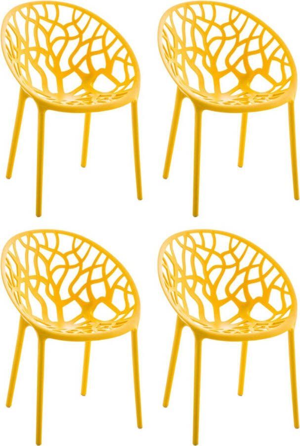 Clp Hope Set van 4 Tuinstoelen Stapelbaar Weerbestendig Kunststof geel