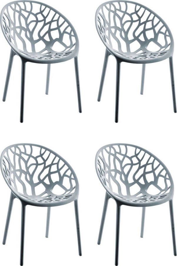 Clp Hope Set van 4 Tuinstoelen Stapelbaar Weerbestendig Kunststof grijs