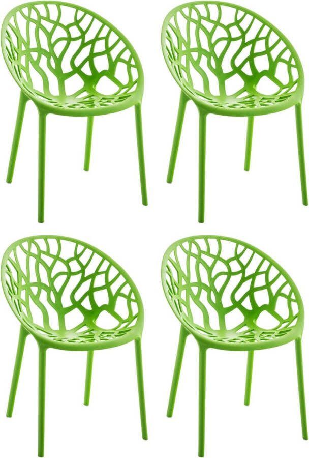 Clp Hope Set van 4 Tuinstoelen Stapelbaar Weerbestendig Kunststof groen