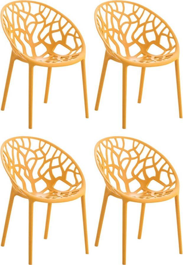 Clp Hope Set van 4 Tuinstoelen Stapelbaar Weerbestendig Kunststof oranje