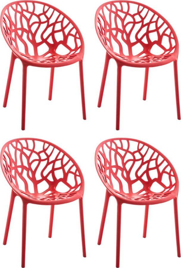 Clp Hope Set van 4 Tuinstoelen Stapelbaar Weerbestendig Kunststof rood