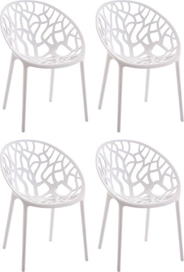 Clp Hope Set van 4 Tuinstoelen Stapelbaar Weerbestendig Kunststof wit