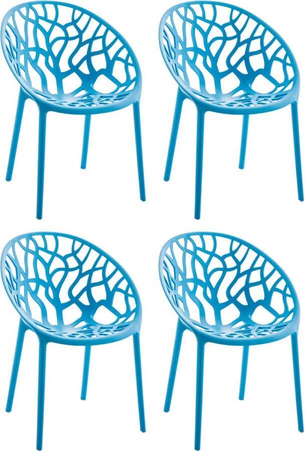 Clp Hope Set van 4 Tuinstoelen Stapelbaar Weerbestendig Kunststof blauw