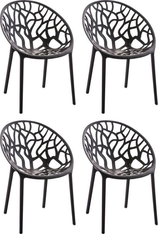 Clp Hope Set van 4 Tuinstoelen Stapelbaar Weerbestendig Kunststof zwart